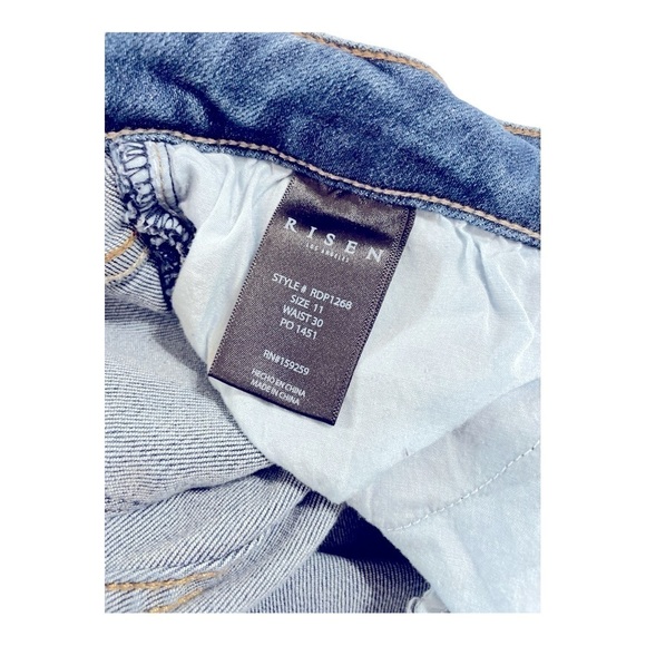 Risen Jeans Womens Straight Leg Distressed Raw Hem High Rise Stretch 11/30 - Picture 9 of 16